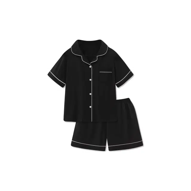 顶瓜瓜 夏季云朵棉双短两件套简约纯色翻领开衫家居服可外穿薄款睡衣套装 男款