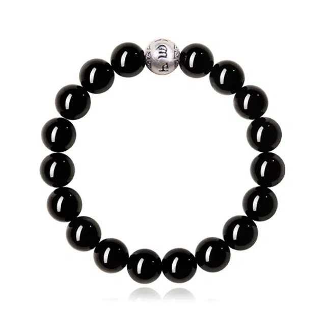 谧月珠宝 平安顺遂学业进步事业有成净化心灵新中式国潮精美礼盒小众设计精致百搭轻奢风好运天然 黑曜石 手串 男女同款情侣款