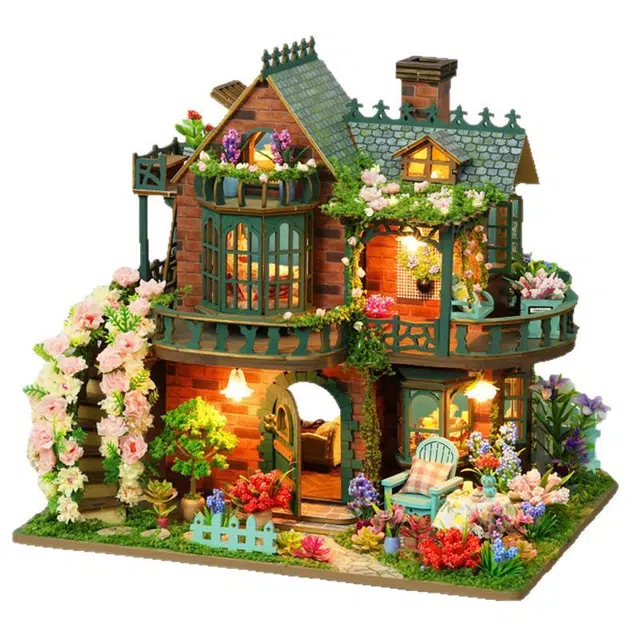 格薇拉 创意小屋精灵花园玩具小屋木质小房子 拼装模型
