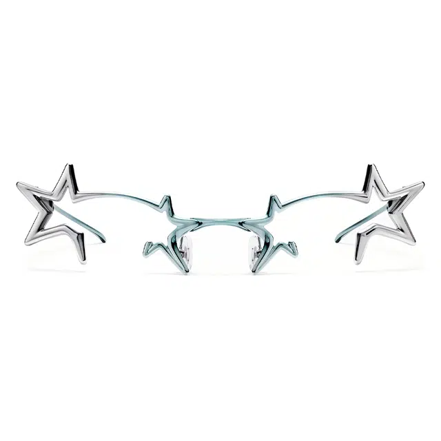 Gentle Monster Pocket Series Hollow Geometric Metal Optical Frame Silver Green