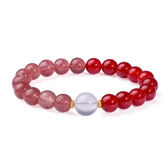 老庙 新中式国风设计 甜美少女心 温柔气质显白 简约百搭天然 草莓晶 手串 女款