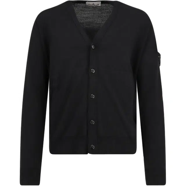 Stone Island V-Neck Knit Sweater Black