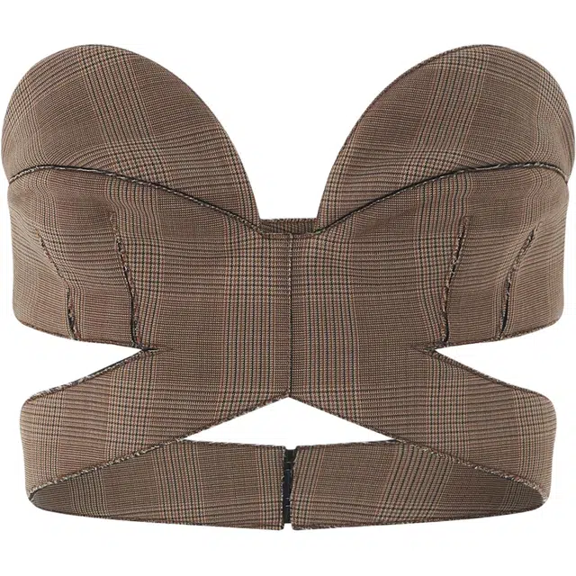 纪梵希 格纹无肩带镂空设计文胸 女款 棕色