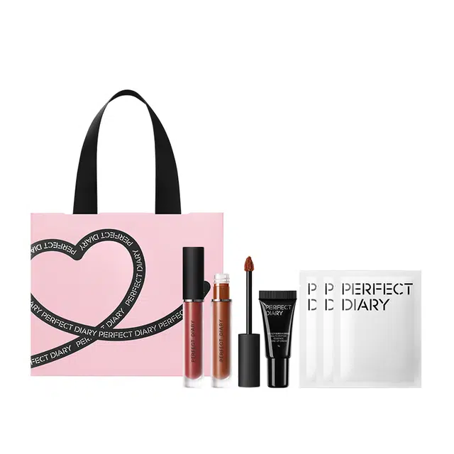 完美日记 心动多巴胺系列 少女心唇釉套装 丝绒哑光持久提亮肤色易上色服帖柔雾气色清透玻璃唇自然雾面 元气伪素颜彩妆礼盒
