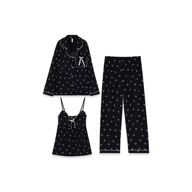 顶瓜瓜 带胸垫女云朵棉吊带三件套睡衣套装 女款