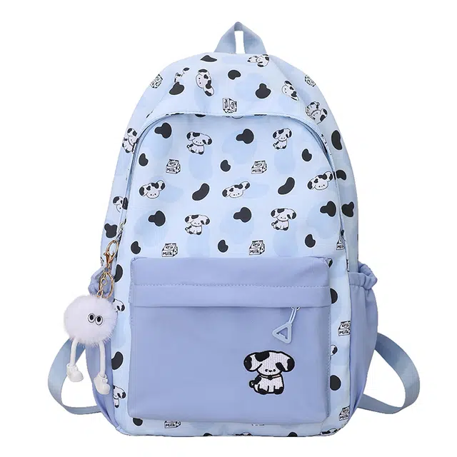 笛贝嘉 韩版可爱卡通小狗印花大容量背包高颜值校园学生书包 尼龙 双肩包 女款 多色
