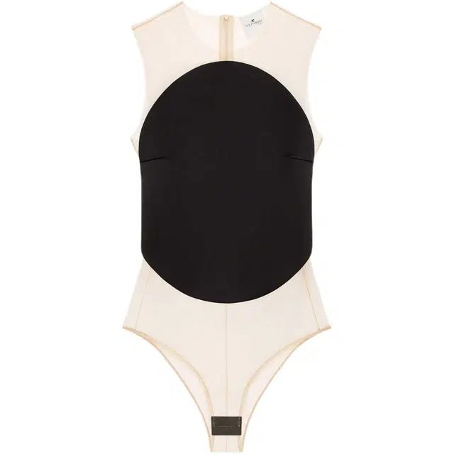 COURREGES SS25 ILLUSION CIRCLE SATIN BODYSUIT