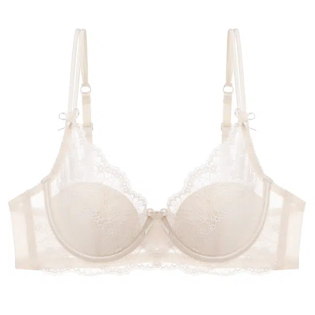 潞优野 性感纯欲蝴蝶结法式大胸显小薄款夏季文胸 女款