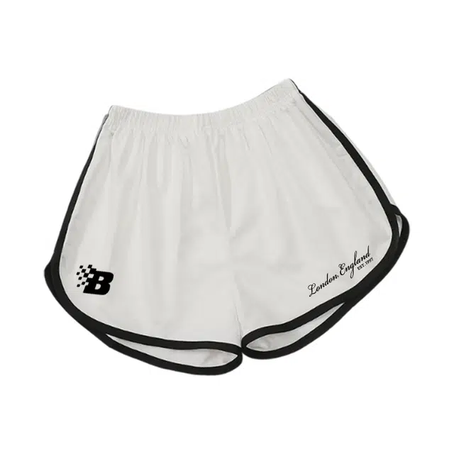 爱肯 美式新式三分运动修身户外通勤拼接撞色简约字母设计松紧腰学院风时尚百搭舒适透气不闷热薄款外穿热裤休闲短裤 男女同款