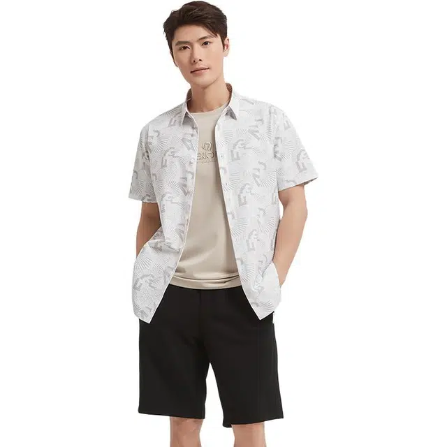 古鲨 美式复古百搭舒适时尚时髦短袖衬衫 男款