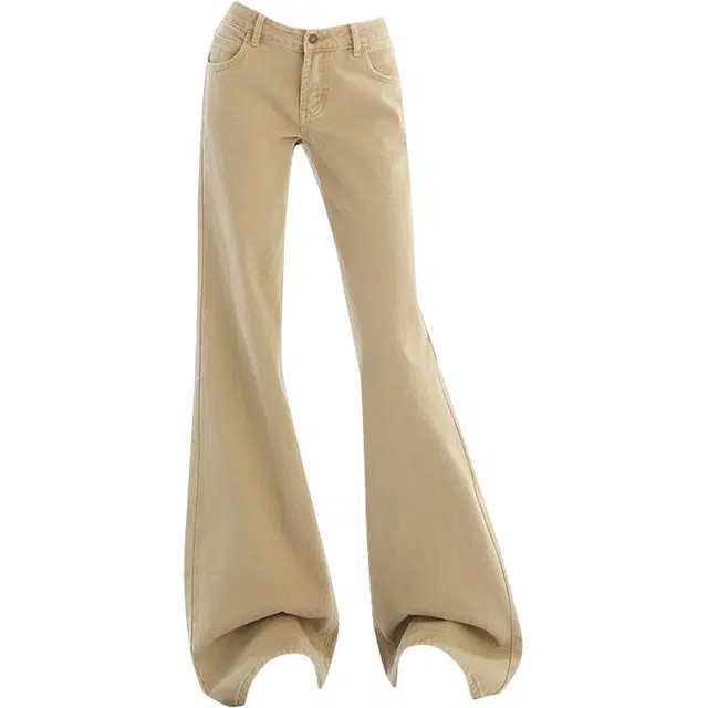 拾籍 美式复古低腰窄版显高显瘦微喇牛仔裤女高街时尚休闲百搭垂感舒适拖地阔腿裤 女款