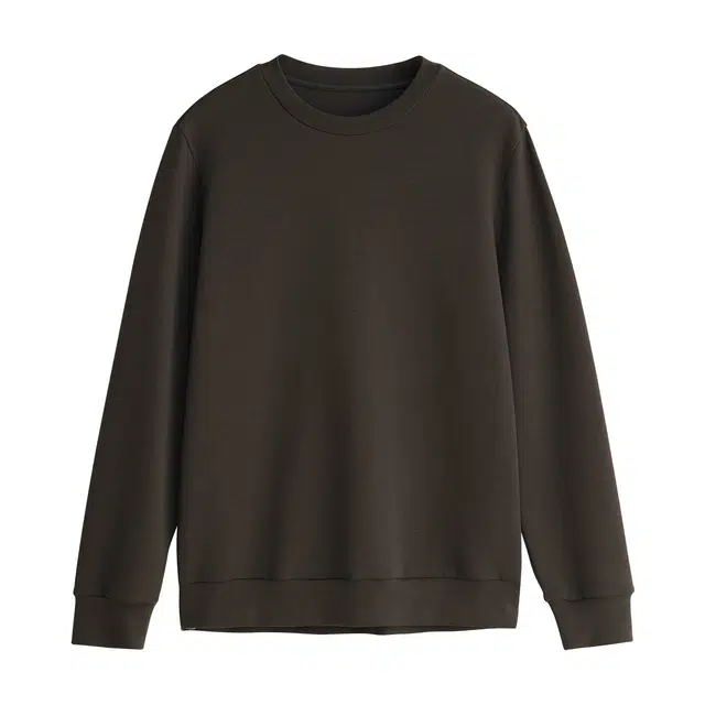 丹宁哲学 轻盈莫代尔空气层纯色常规圆领直筒型套头卫衣 男款