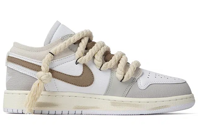 Jordan Air Jordan 1 Low GS White Grey Brown