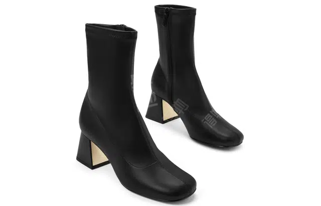 CHARLES&KEITH PU Square Toe Ankle Boots