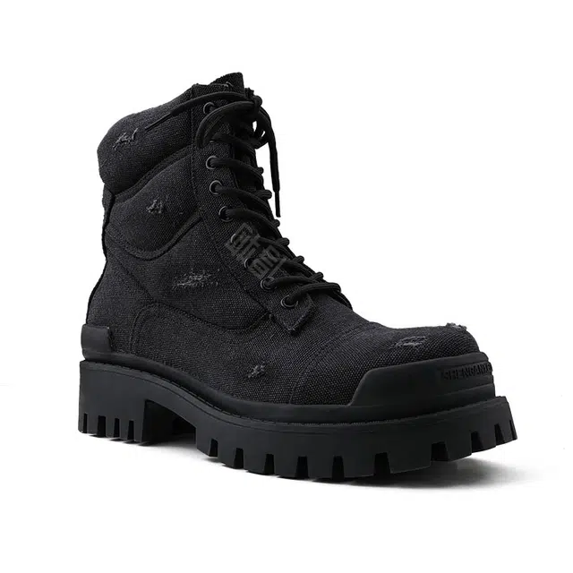 HANQIAORIJI Vintage Thick Sole Martin Boots Black
