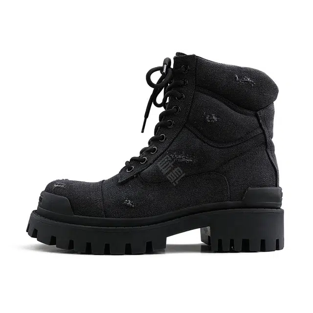 HANQIAORIJI Vintage Thick Sole Martin Boots Black