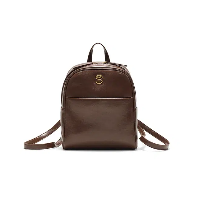 西木汀 晨光 小众设计高级感学院风百搭实用简约通勤 牛皮 双肩包 小号 女款 可可棕