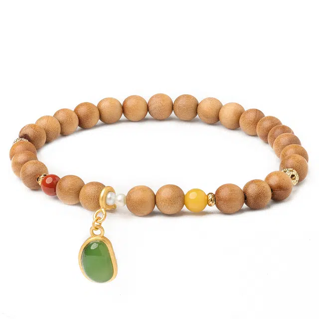 三檀小舍 【竹木春风】 老料檀香国风新中式复古风小众简约高级轻奢饰品配饰礼盒 檀木 木作手串 女款