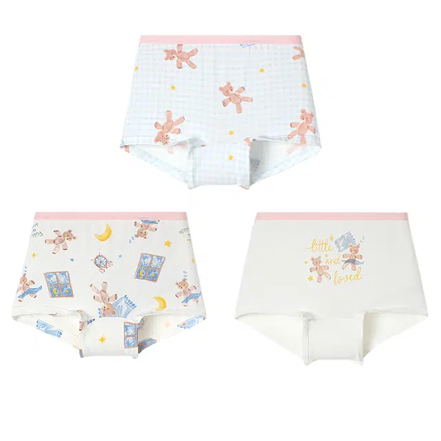 久岁伴 薄款双层纤维内裆透气印花学院平角裤内裤儿童款