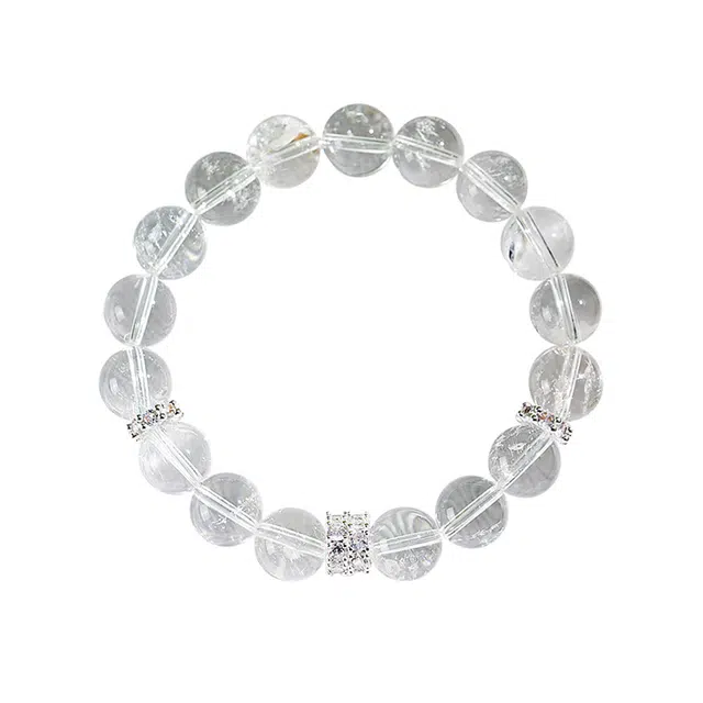 周百福 白月光时来运转有钱花 冰裂纹晶莹剔透招财转运通勤百搭贵气感好运天然 白水晶 手串 男女同款情侣款