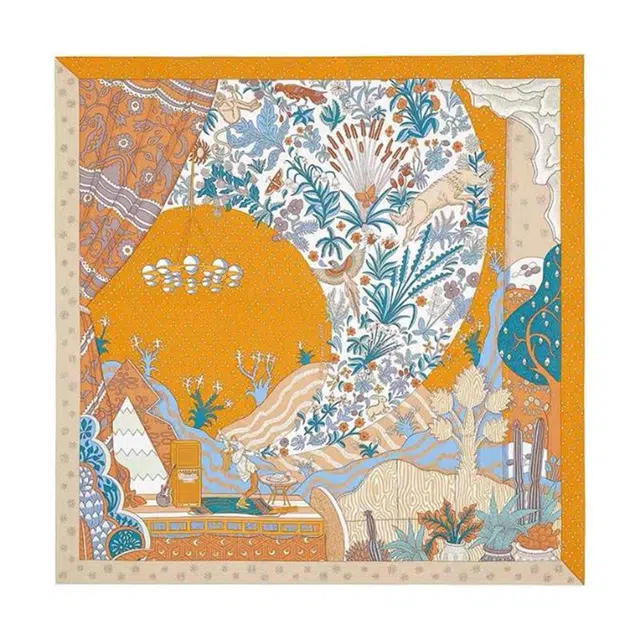 山一丸 斜纹绸真丝大方巾轻奢大地色挺括 桑蚕丝 丝巾 女款