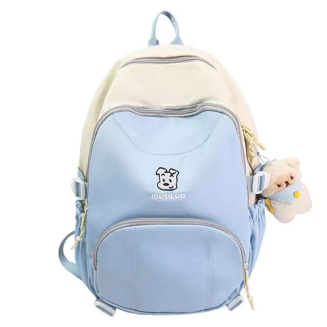 笛贝嘉 韩版拼色可爱小狗百搭通勤高级感 尼龙 双肩包 男女同款情侣款 多色