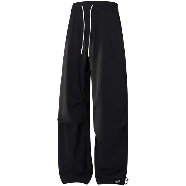 加菲猫 美式复古基础简约纯色褶皱设计百搭休闲裤 男女同款