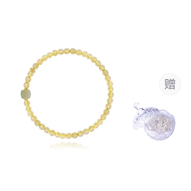 一世倾 旺事业财源广进招财进宝串珠守护能量石吉祥如意转运珠 好运天然 黄水晶 手串 男女同款情侣款