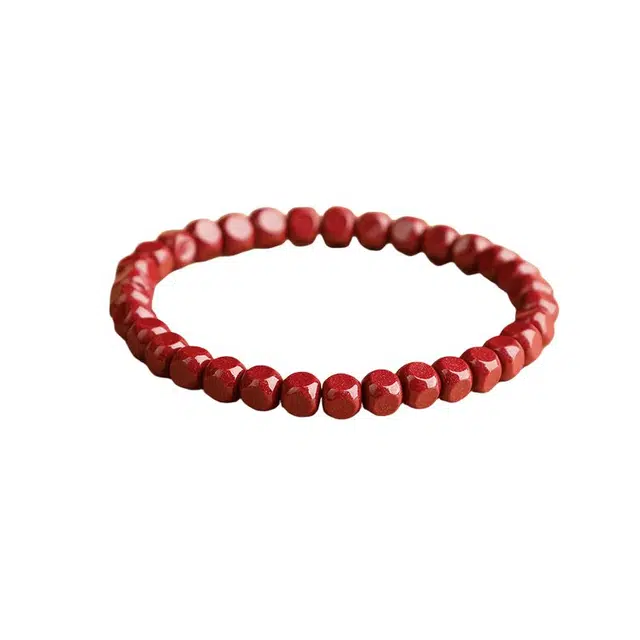 聆听花开 国潮风小方糖 高含量方珠单圈高级感时来运转红色 本命年设计感 小众不撞款 朱砂 手串 男女同款情侣款