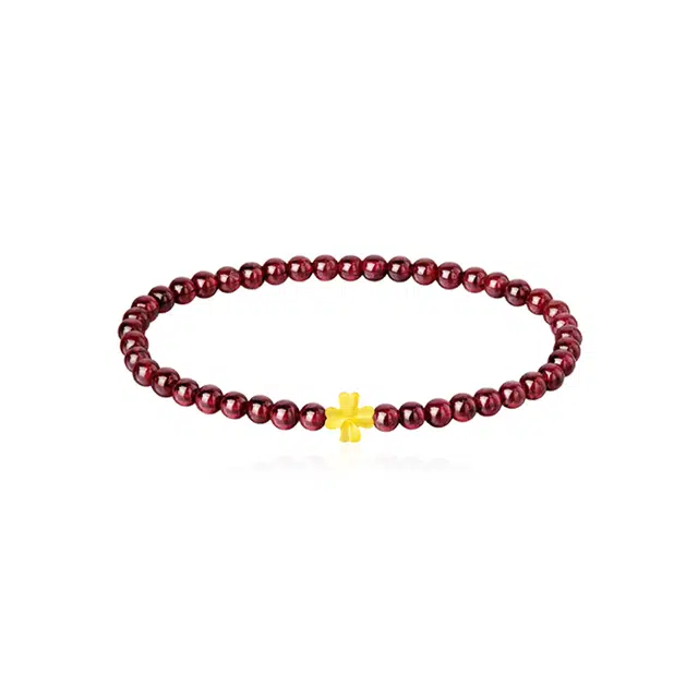 重庆金店 四叶草  国潮新中式招财纳福吉祥顺遂本命年精致轻奢优雅气质小众设计转运珠 琉璃 手串 男女同款情侣款