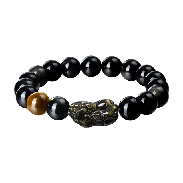 恋朵 国风潮酷 八方来财 个性高级感 可调节 黑曜石 手串 男款