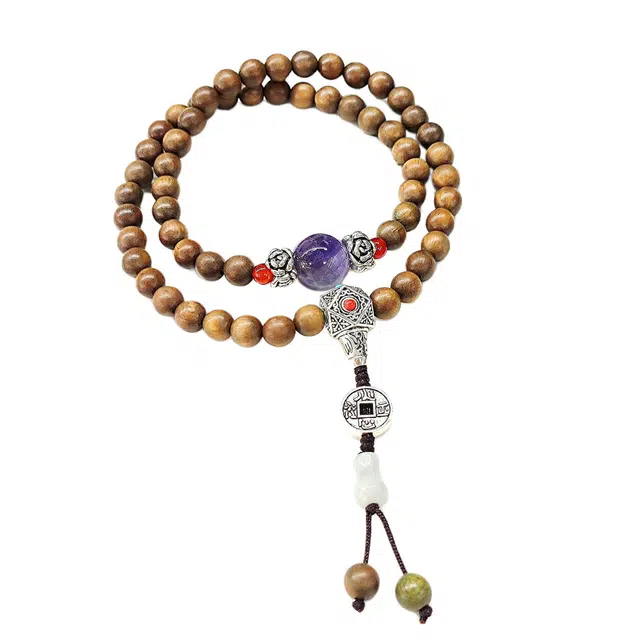 素于 国潮中式文玩盘玩轻奢高级大气上档次佛珠念珠万事如意招财进宝出入平安顺顺利利文艺风#好运 绿檀 手串 男女同款情侣款