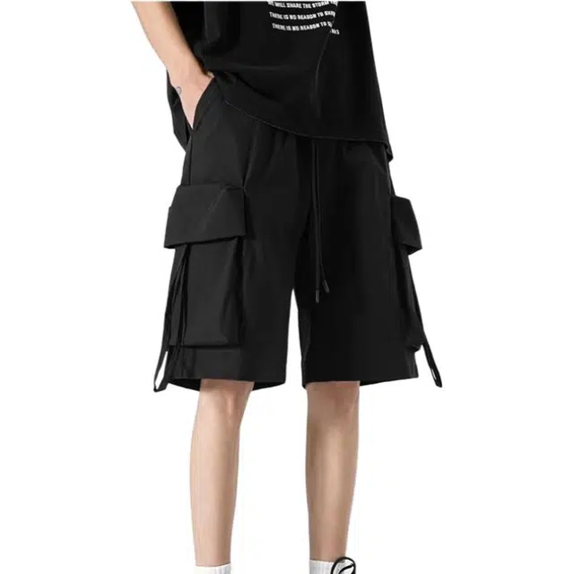 沐诚阳译 美式机能风大口袋男夏季户外休闲宽松潮牌五分裤工装短裤 男款