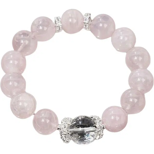 迈奇的礼物 爆款高货 招财旺财转运新中式国潮文艺白月光清新甜美复古小众高级气质优雅百搭高颜值 粉水晶 手串 男女同款情侣款