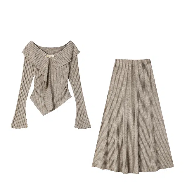 如续 韩系气质设计感长袖上衣舒适时尚半身裙裙装套装 女款