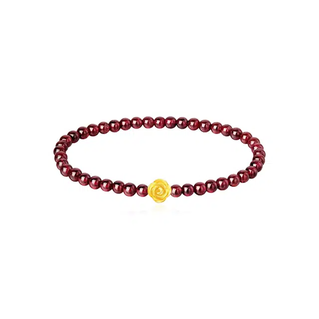 【福气满满】 重庆金店 玫瑰花 国潮新中式招财纳福吉祥顺遂本命年精致轻奢优雅气质小众设计转运珠 琉璃 手串 男女同款情侣款