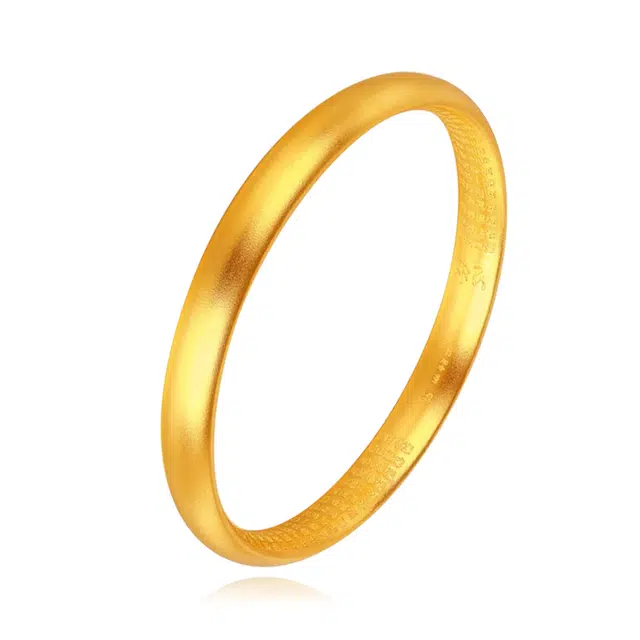 谧月珠宝 富贵圆满 小众轻奢设计 古法心经素圈传承泥鳅背半实心 手镯 男女同款情侣款