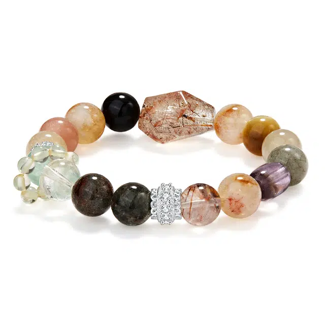 蔻斯琦 【多宝搭配 泼天富贵】新中式混搭黑金超七发晶绿幽灵黄塔晶 盘串文玩盘玩正能量招财转运 好运 多色水晶 手串 男女同款情侣款