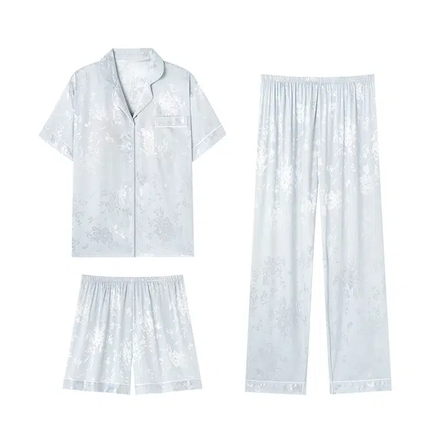 欧诗帛 带胸垫韩版凉感短袖可外穿家居服短裤长裤睡衣套装 女款