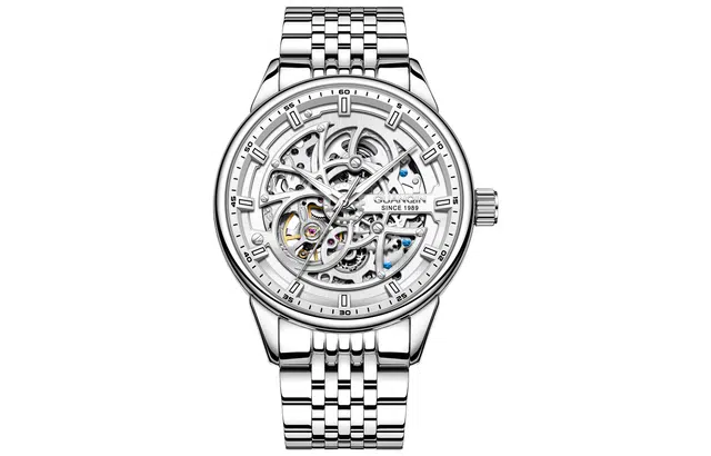 冠琴 镂空雕花飞轮手表 自动机械机芯 钢表带 国表 男表 镂空表盘 夜光防水