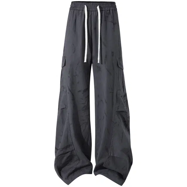 加菲猫 美式高街宽松水染嘻哈弯刀裤工装百搭垂感阔腿休闲裤 男女同款