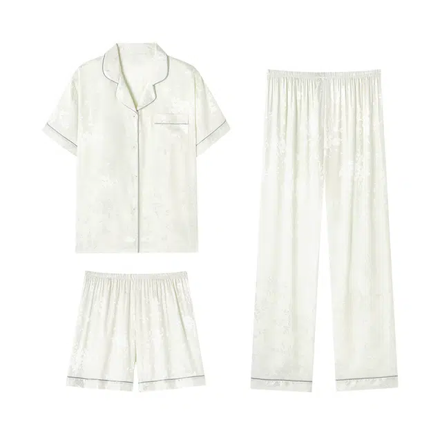 欧诗帛 带胸垫韩版可外穿凉感短袖家居服短裤长裤睡衣套装 女款