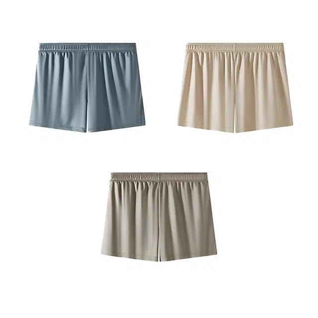 对你的私语 高级感冰丝阿罗裤凉感宽松透气时尚轻奢家居裤睡裤平角短裤 男款 组合装