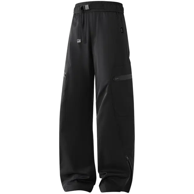 加菲猫 美式复古高街休闲街头大口袋腰带设计垂感拖地宽松百搭学院风抽绳系带休闲裤 男女同款