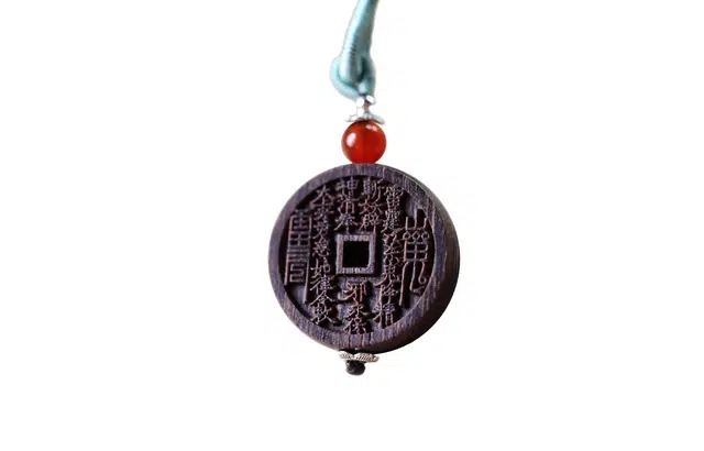 檀欣 【天宫赐福】八方来财平安吉祥山鬼花钱本命年转运手工编织锁骨链 招财纳福 挂件#好运 檀木 项链 男女同款情侣款