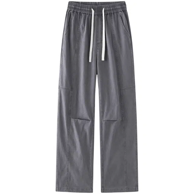 加菲猫 美式高街复古休闲阔腿折痕直筒纯棉宽松纯色柔软透气垂感百搭通勤时尚休闲裤 男女同款