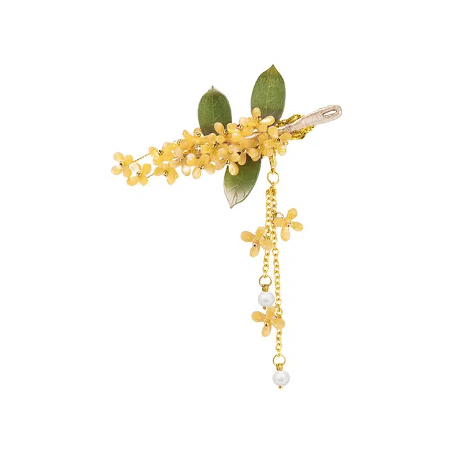 芒果饰品 新中式清冷感桂花流苏 亚克力 发夹 女款