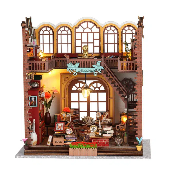 格薇拉 创意玩具木质制作魔法书屋立体拼图小屋 拼装模型