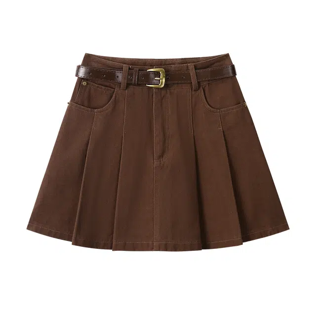 如续 复古腰带小众高腰休闲短裙 女款