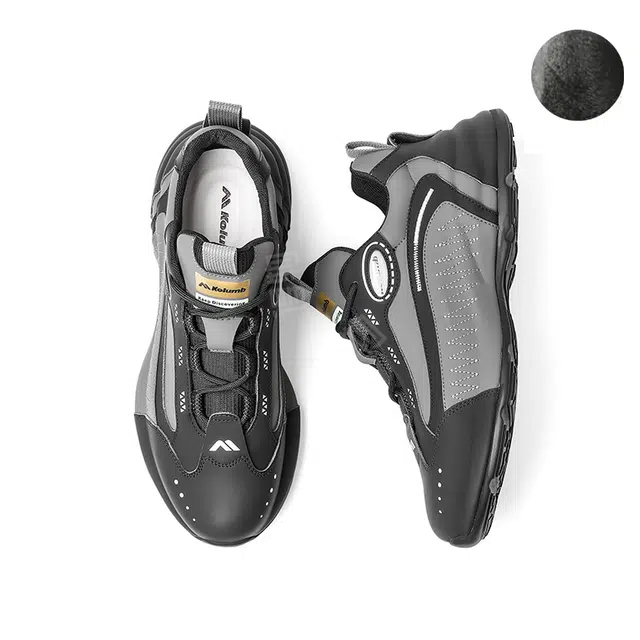 哥仑步 圆头系带 舒适百搭 减震耐磨 低帮 生活休闲鞋 男款 黑灰色